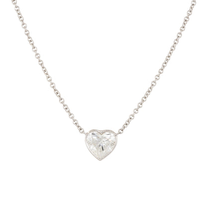 GIA 18k White Gold 1.87ct Heart Shape Diamond Necklace