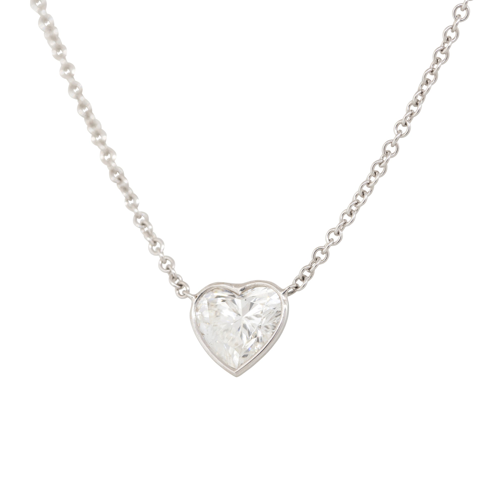 GIA 18k White Gold 1.87ct Heart Shape Diamond Necklace