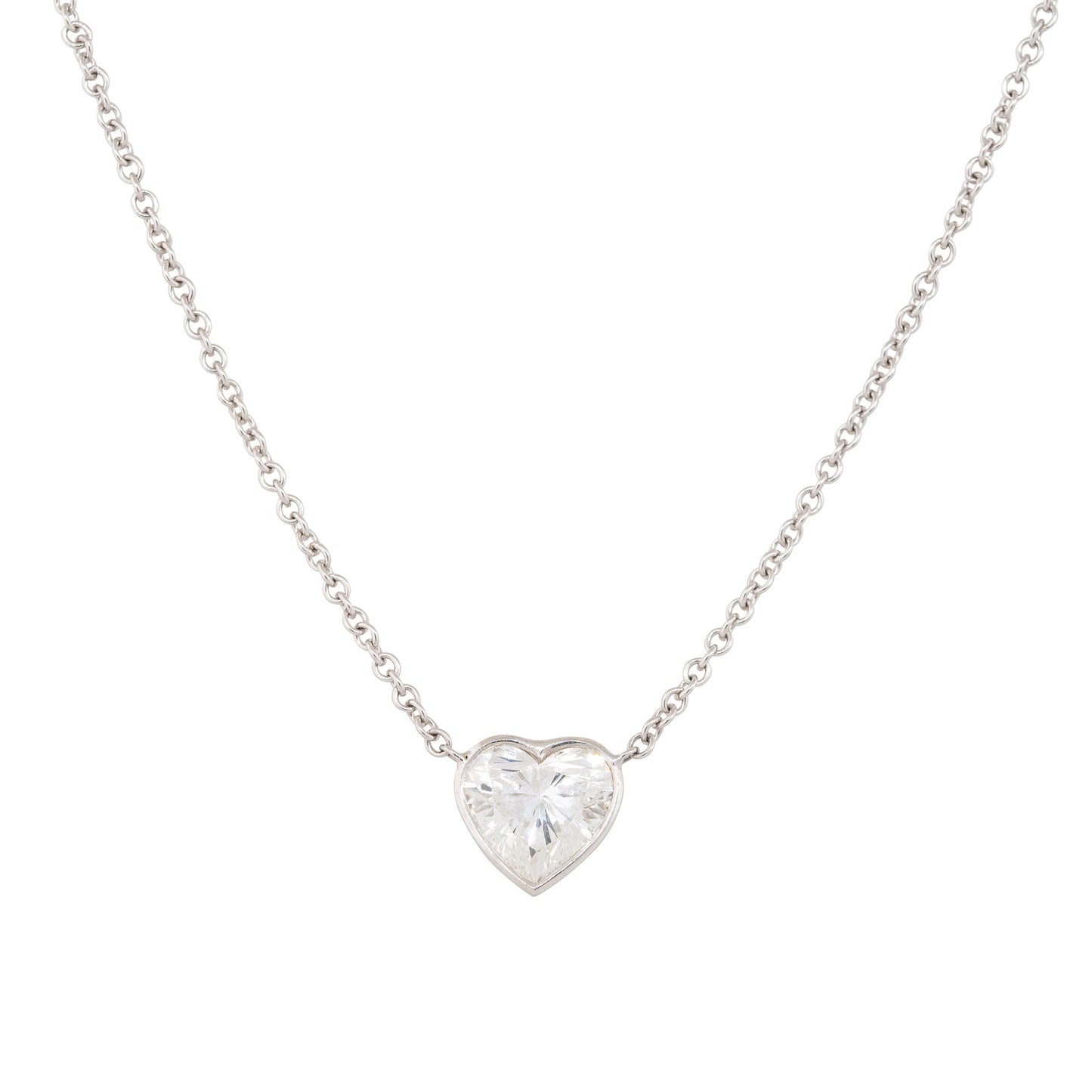 GIA 18k White Gold 1.87ct Heart Shape Diamond Necklace