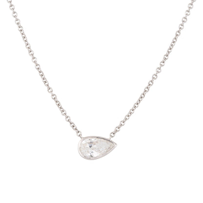GIA 18k White Gold 1.16ct Pear Shape Diamond Necklace