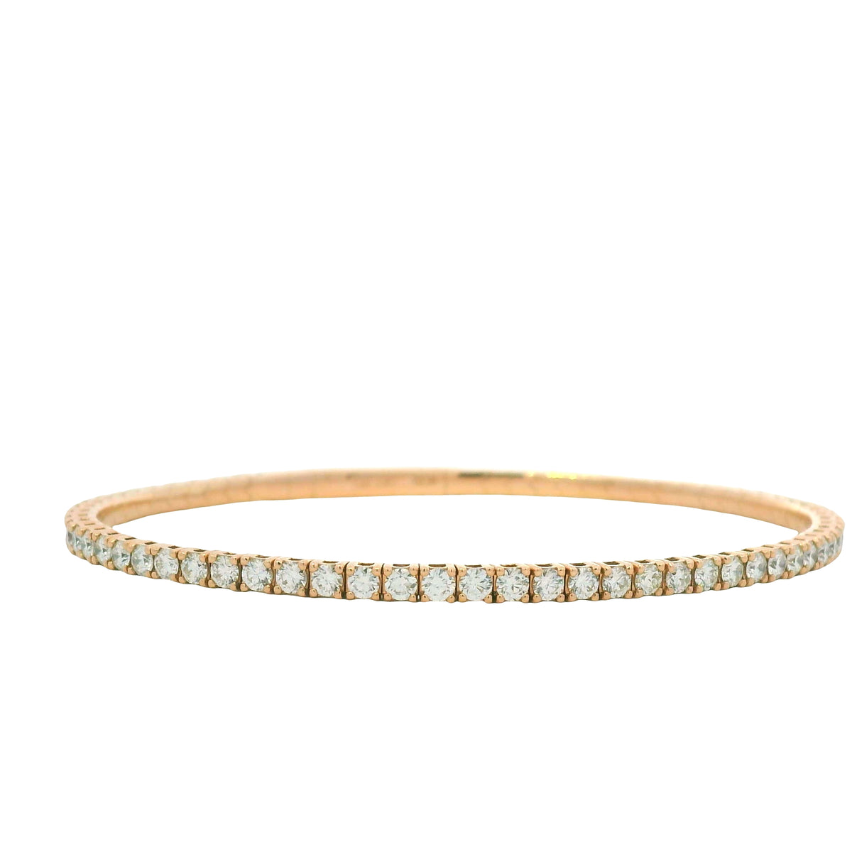 14K Rose Gold Natural 2.43 Carat Round Brilliant Diamond Flexible Bangle Bracelet — product photo 9