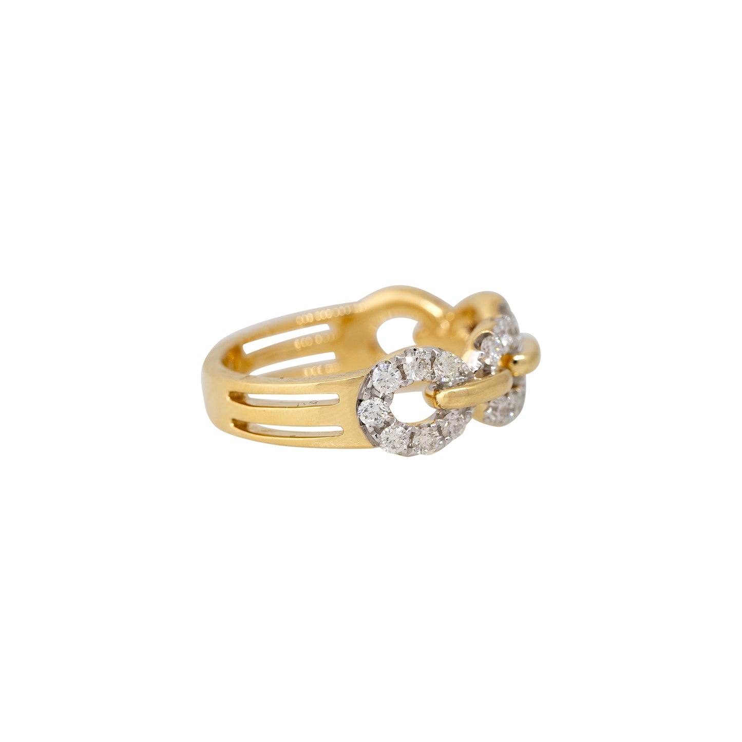18k Yellow Gold 0.68ctw Round Brilliant Cut Diamond Open Link Ring