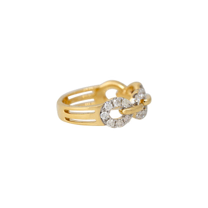 18k Yellow Gold 0.68ctw Round Brilliant Cut Diamond Open Link Ring