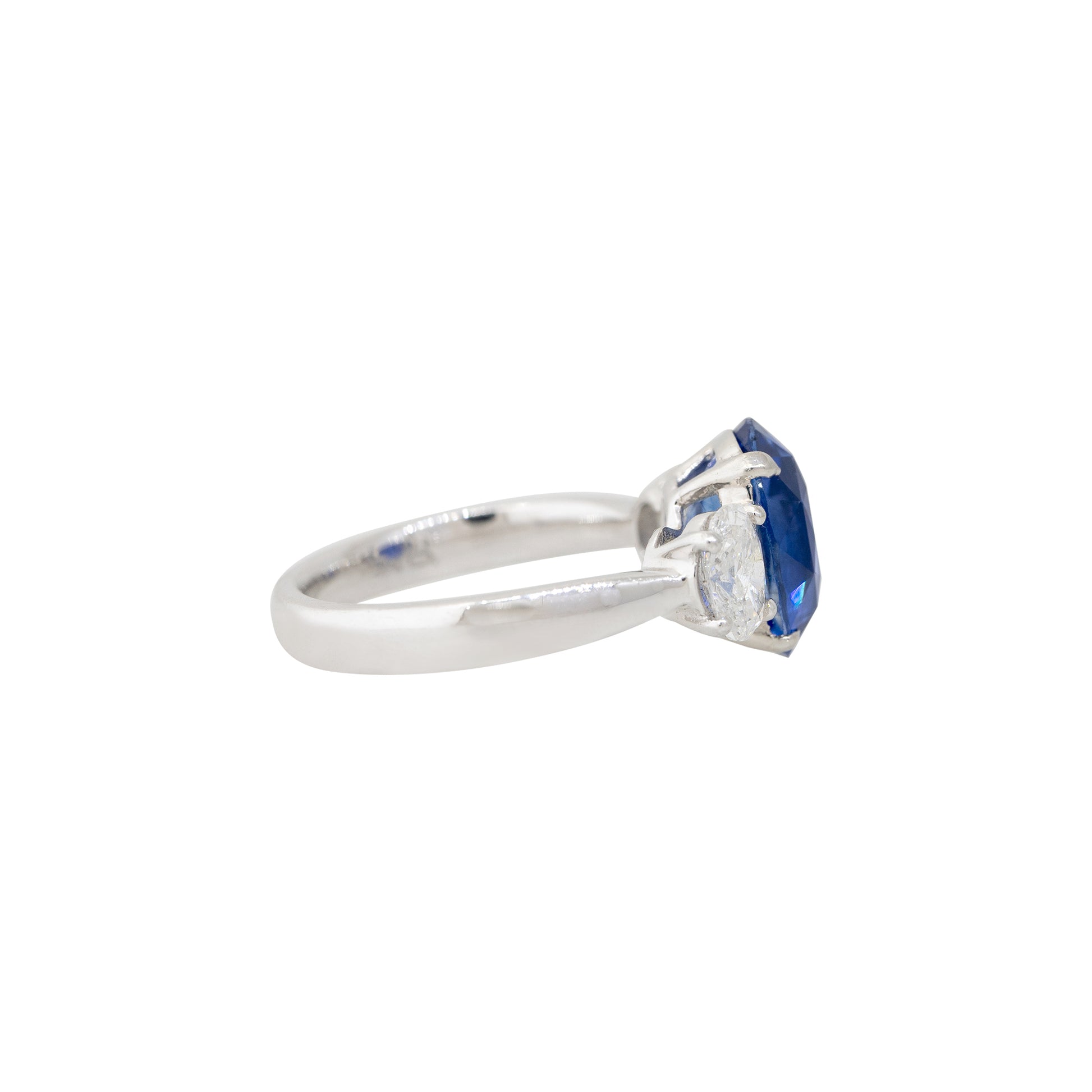 GIA Platinum 4.77ctw Oval Cut Sapphire & 1.03ctw Oval Cut Diamond Ring