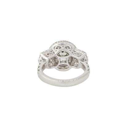 GIA Platinum 4.16ctw Oval Shaped Ruby & 1.7ctw Diamond Halo Ring