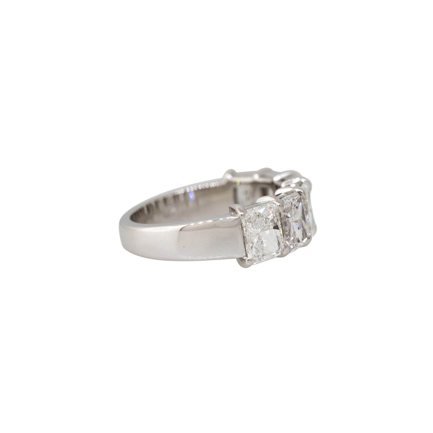 18k White Gold 4.51ctw Radiant Cut 6 Diamond Ring