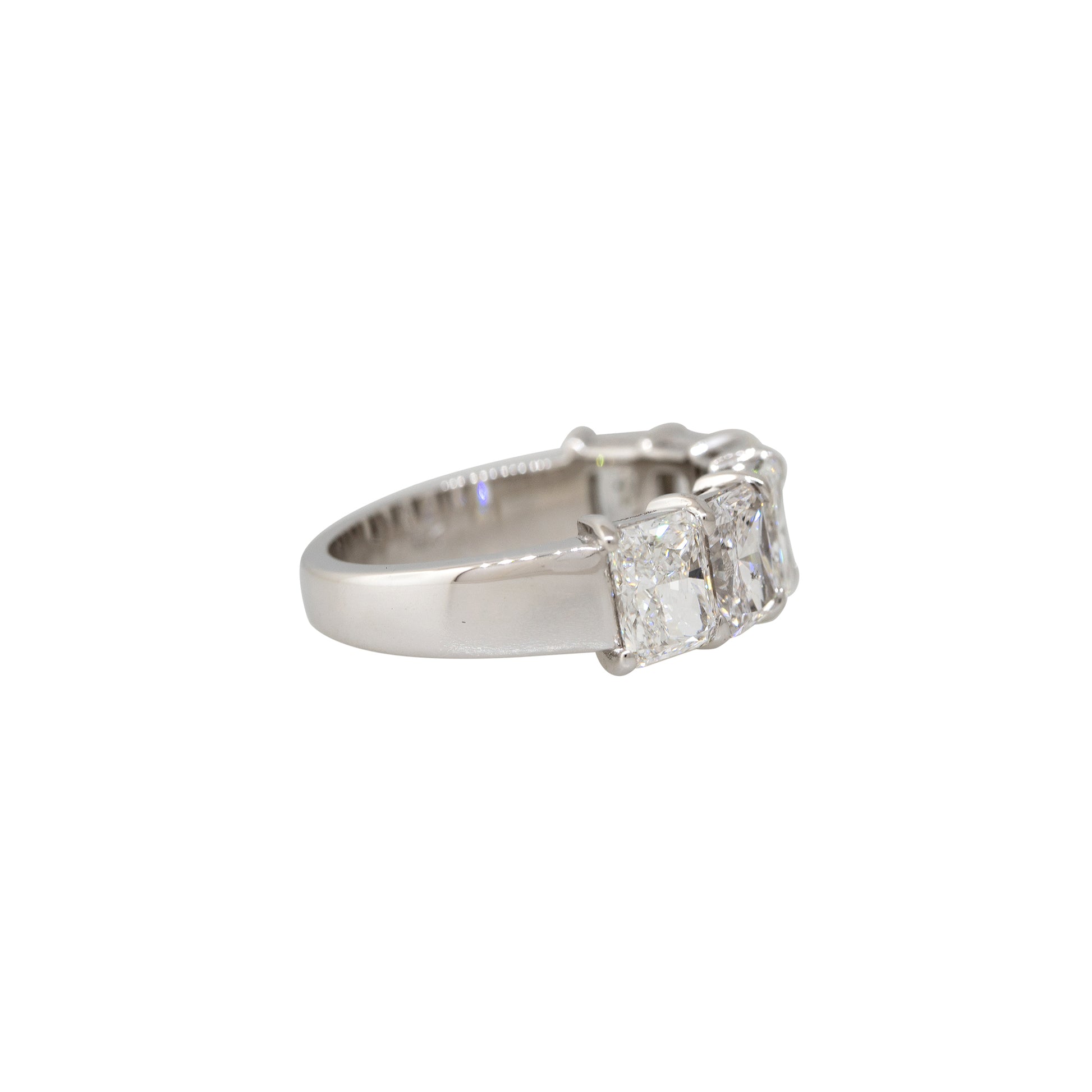 18k White Gold 4.51ctw Radiant Cut 6 Diamond Ring