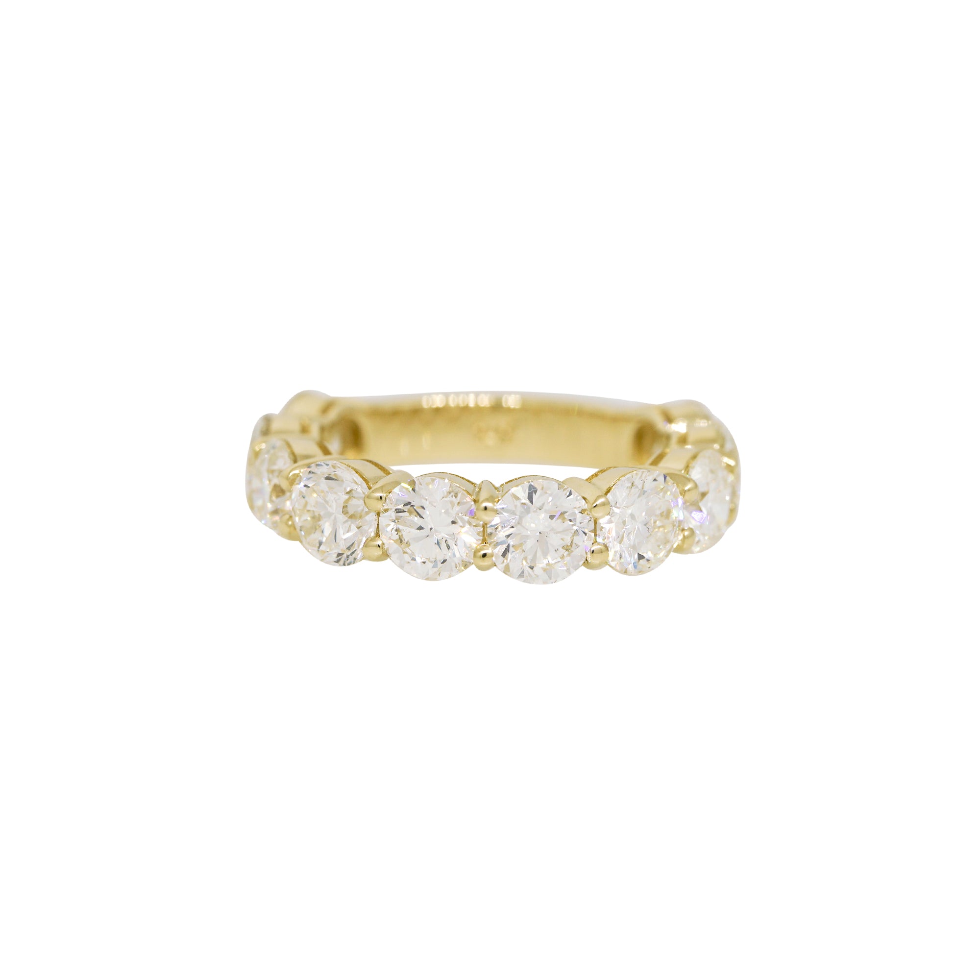 14k Yellow Gold 5.21ctw Natural Round Brilliant Cut Diamond 10 Stone Wedding Band