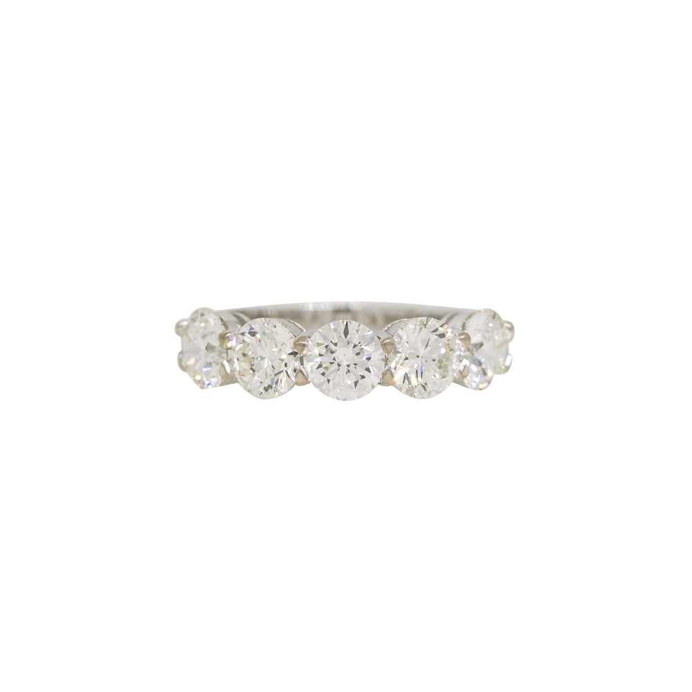 18k White Gold 3.77ctw Natural Round Brilliant Cut Diamond Halfway Band