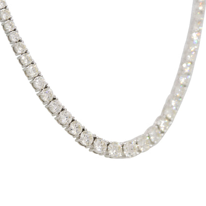 14k White Gold 10.97ctw Natural Round Brilliant Cut Diamond Graduated Tennis Necklace