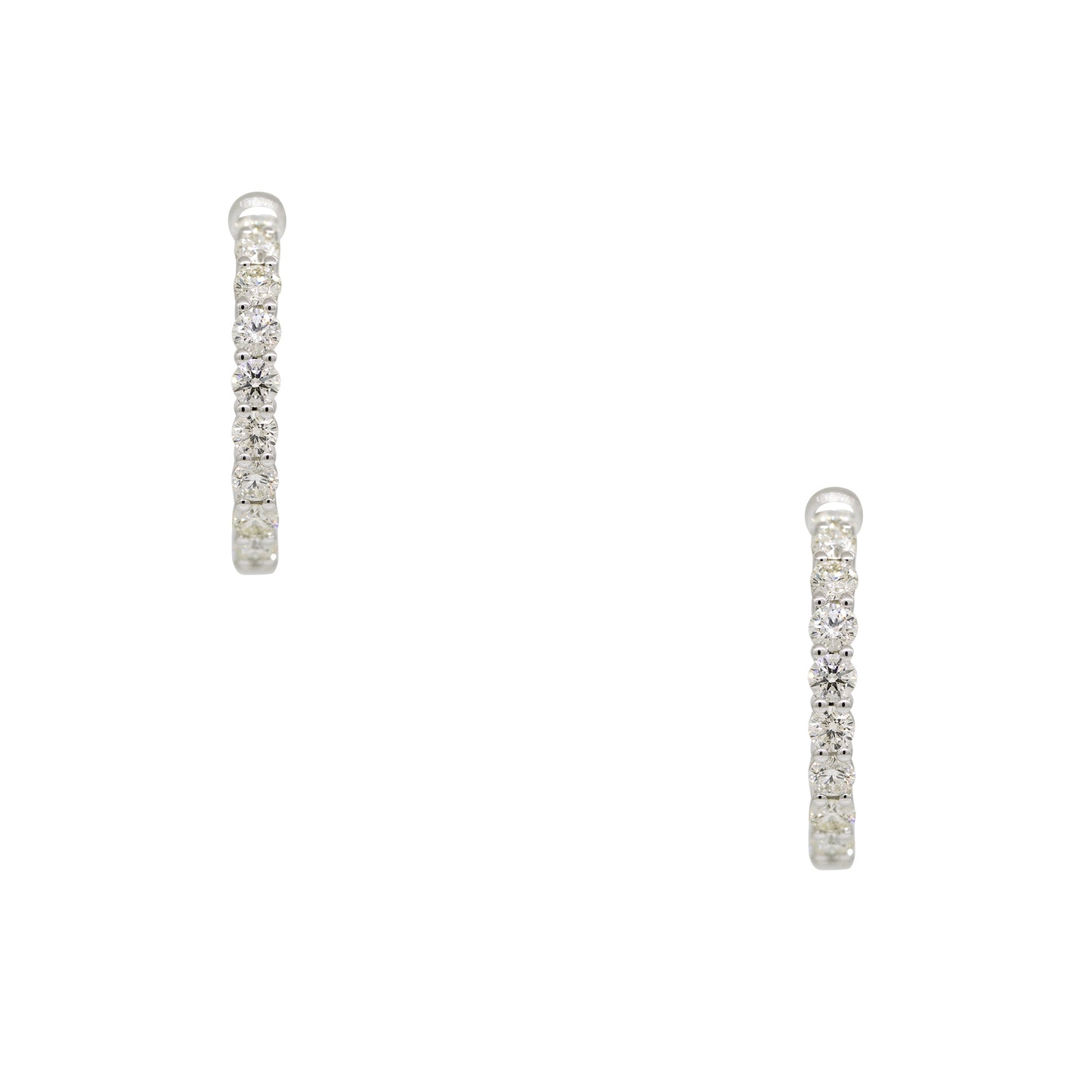 14k White Gold 2.60ctw Natural Round Brilliant Cut Diamond Inside Out Hoop Earrings