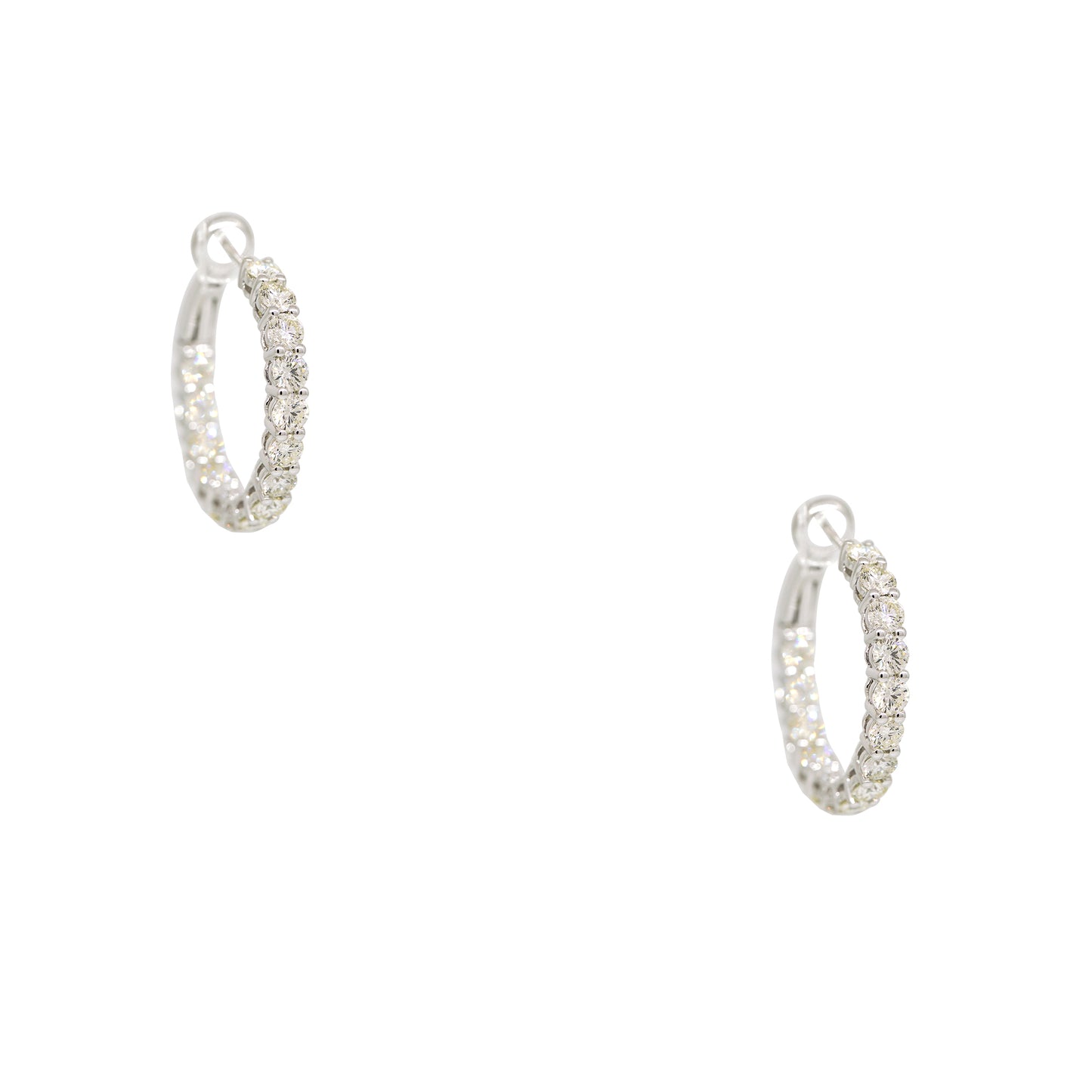 14k White Gold 2.60ctw Natural Round Brilliant Cut Diamond Inside Out Hoop Earrings