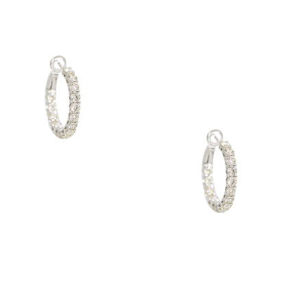 14k White Gold 2.60ctw Natural Round Brilliant Cut Diamond Inside Out Hoop Earrings