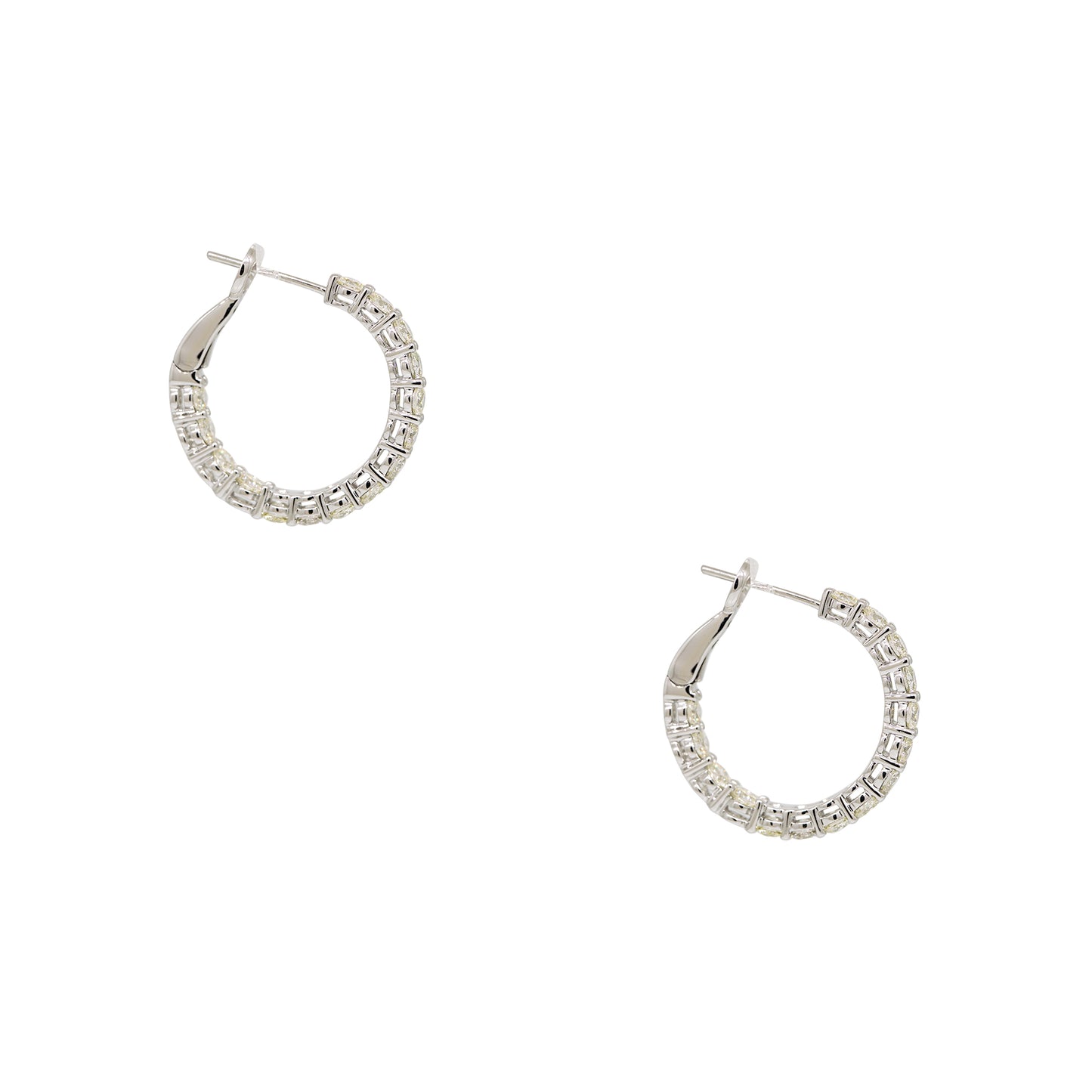 14k White Gold 2.60ctw Natural Round Brilliant Cut Diamond Inside Out Hoop Earrings