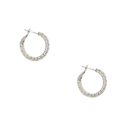 14k White Gold 2.60ctw Natural Round Brilliant Cut Diamond Inside Out Hoop Earrings