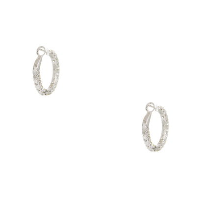 14k White Gold 2.60ctw Natural Round Brilliant Cut Diamond Inside Out Hoop Earrings