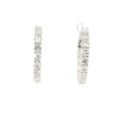 14k White Gold Natural 2.60 Carat Round Brilliant Cut Diamond Inside Out Hoop Earrings