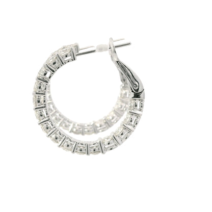14k White Gold Natural 2.60 Carat Round Brilliant Cut Diamond Inside Out Hoop Earrings