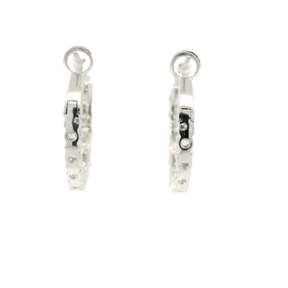 14k White Gold Natural 2.60 Carat Round Brilliant Cut Diamond Inside Out Hoop Earrings