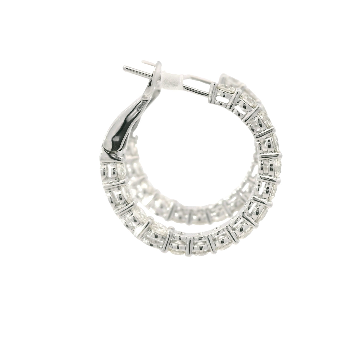14k White Gold Natural 2.60 Carat Round Brilliant Cut Diamond Inside Out Hoop Earrings