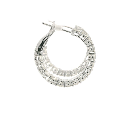 14k White Gold Natural 2.60 Carat Round Brilliant Cut Diamond Inside Out Hoop Earrings