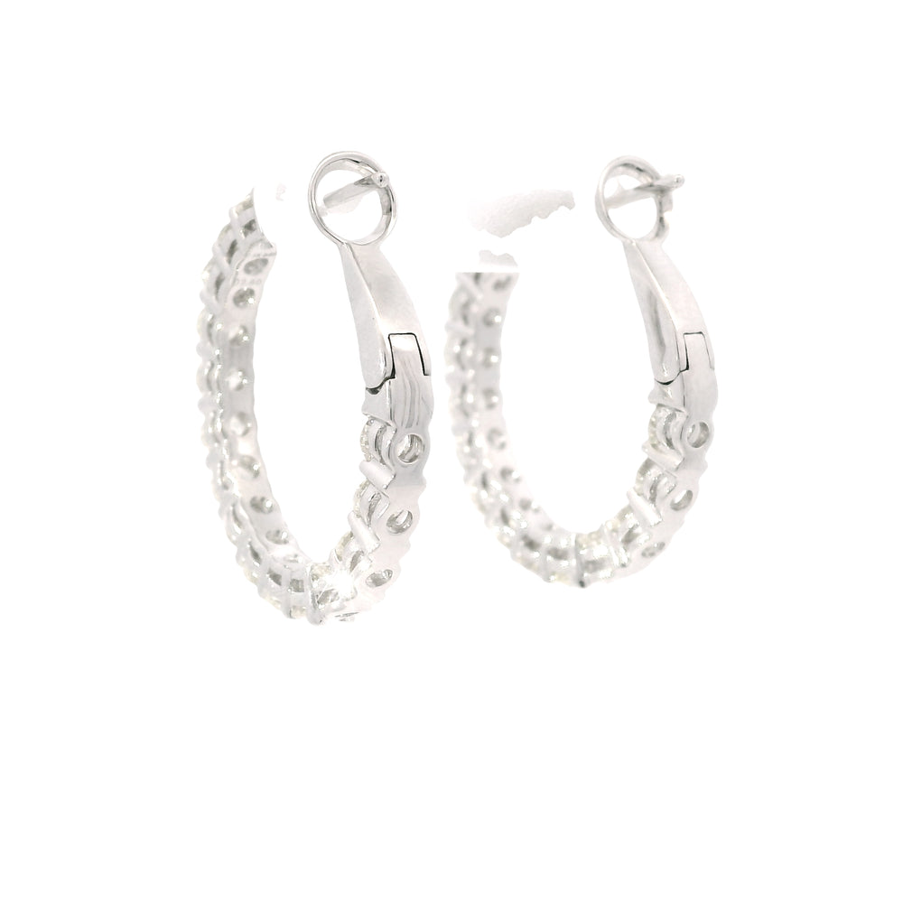 14k White Gold Natural 2.60 Carat Round Brilliant Cut Diamond Inside Out Hoop Earrings — product photo 2