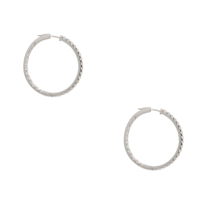 14k White Gold 11.94ctw Natural Round Brilliant Cut Diamond Inside Out Hoop Earrings