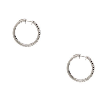 14k White Gold 3.5ctw Natural Round Brilliant & Baguette Cut Diamond Hoop Earrings