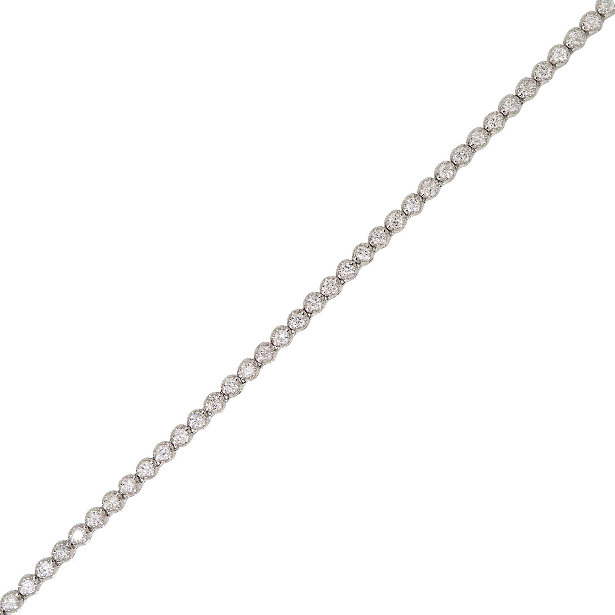 14k White Gold 8.21ctw Natural Round Brilliant Cut Diamond Extra Long Tennis Necklace