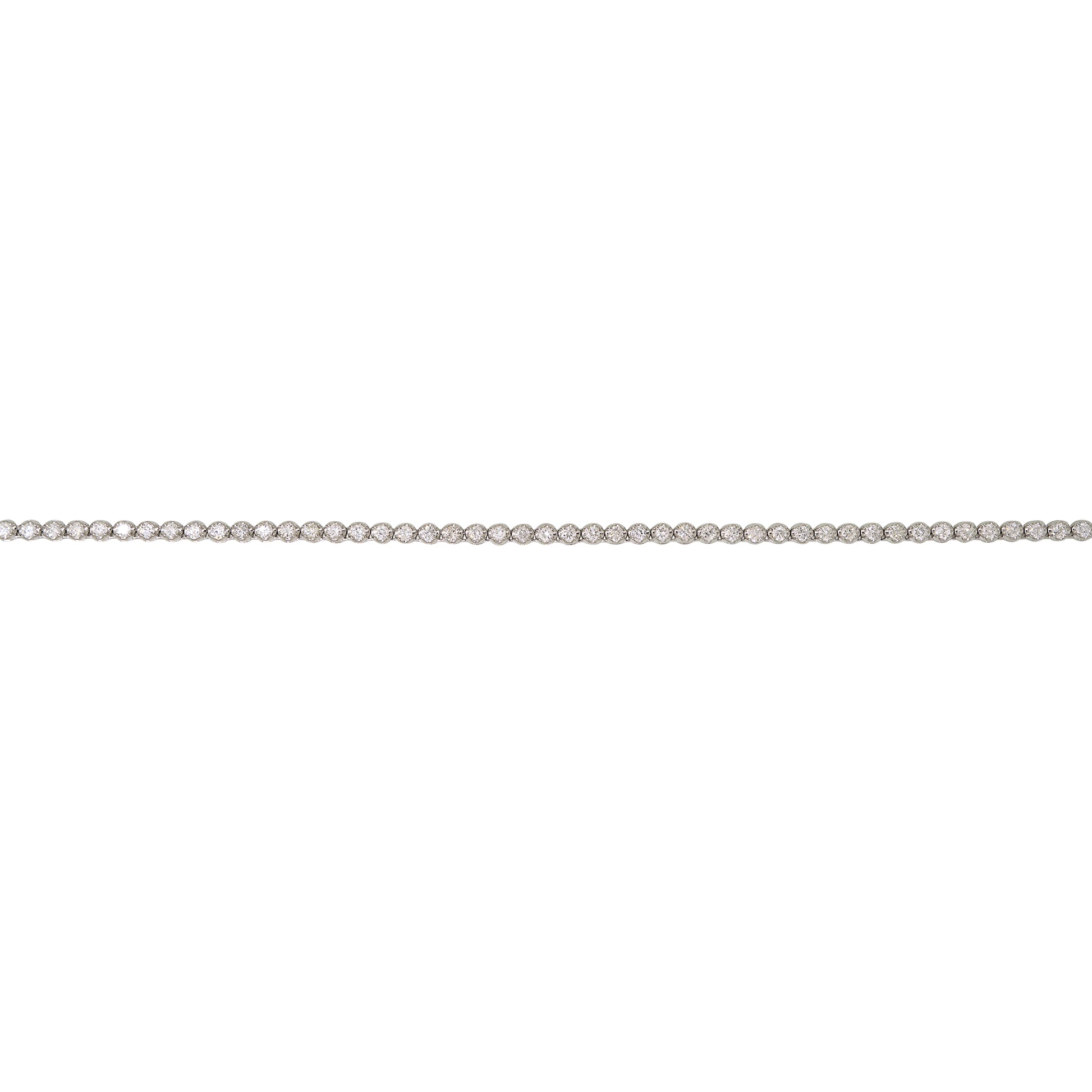 14k White Gold 8.21ctw Natural Round Brilliant Cut Diamond Extra Long Tennis Necklace