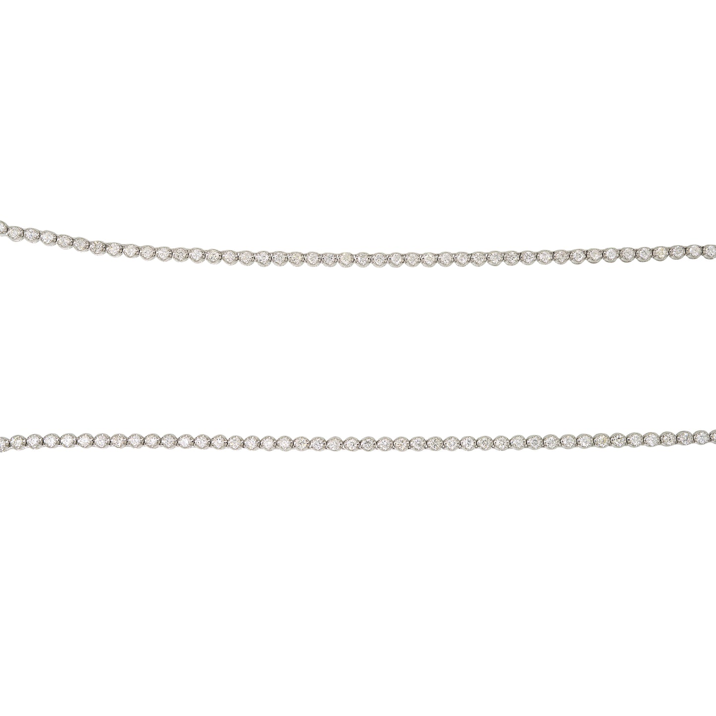 14k White Gold 8.21ctw Natural Round Brilliant Cut Diamond Extra Long Tennis Necklace