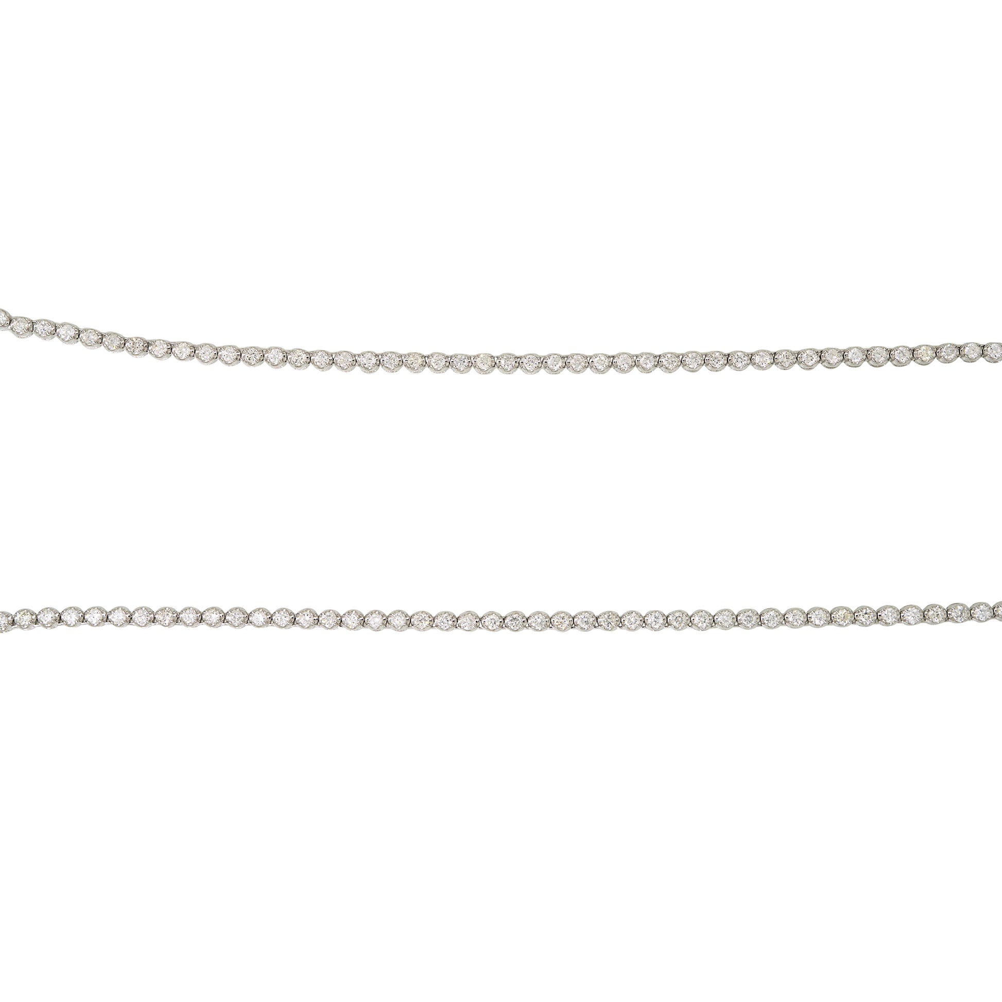 14k White Gold 8.21ctw Natural Round Brilliant Cut Diamond Extra Long Tennis Necklace