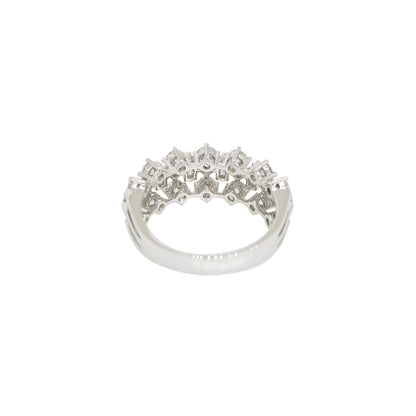 14k White Gold 1.52ctw Natural Round Brilliant & Baguette Cut Diamond Open Work Ring