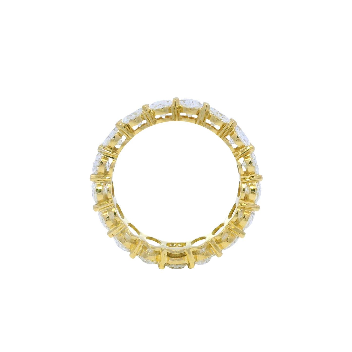 GIA Certified 18K Yellow Gold Natural 5.46 Carats Oval Cut Diamond Eternity Ring