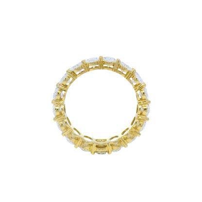 GIA Certified 18K Yellow Gold Natural 5.46 Carats Oval Cut Diamond Eternity Ring