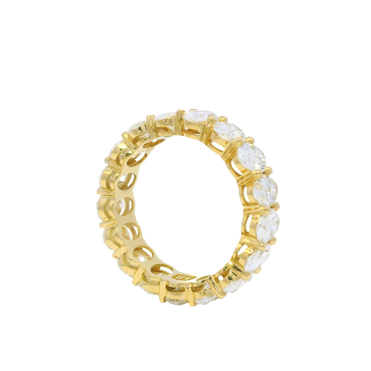 GIA Certified 18K Yellow Gold Natural 5.46 Carats Oval Cut Diamond Eternity Ring