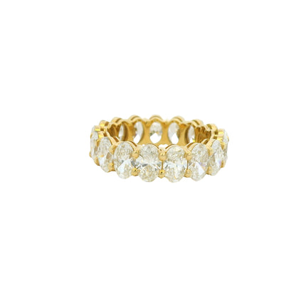 GIA Certified 18K Yellow Gold Natural 5.46 Carats Oval Cut Diamond Eternity Ring