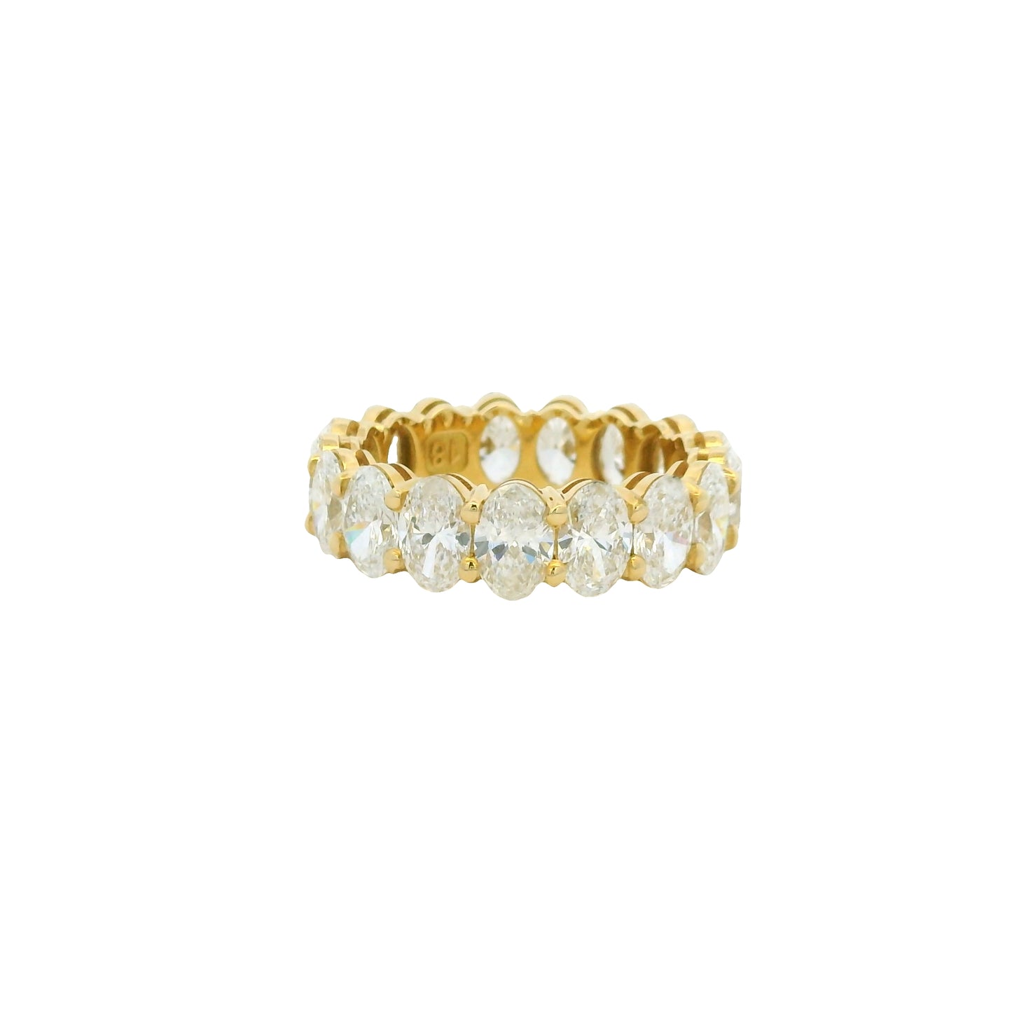 GIA Certified 18K Yellow Gold Natural 5.46 Carats Oval Cut Diamond Eternity Ring