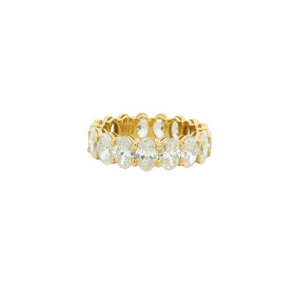 GIA Certified 18K Yellow Gold Natural 5.46 Carats Oval Cut Diamond Eternity Ring