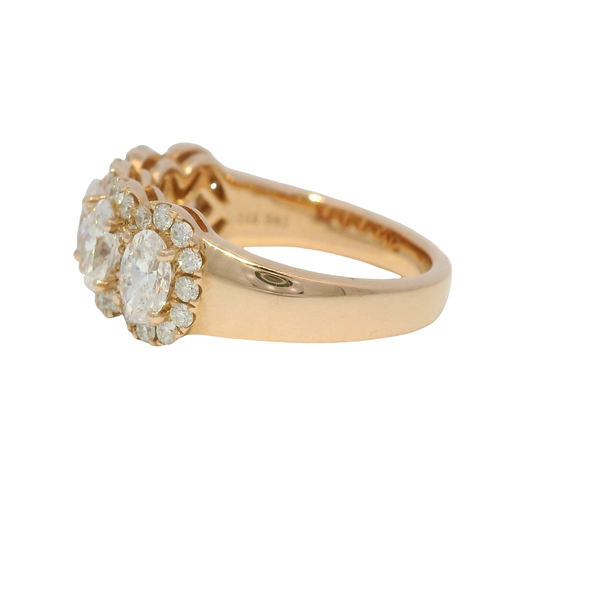 14k Rose Gold Natural Oval Shape 5-Diamond Halo Ring