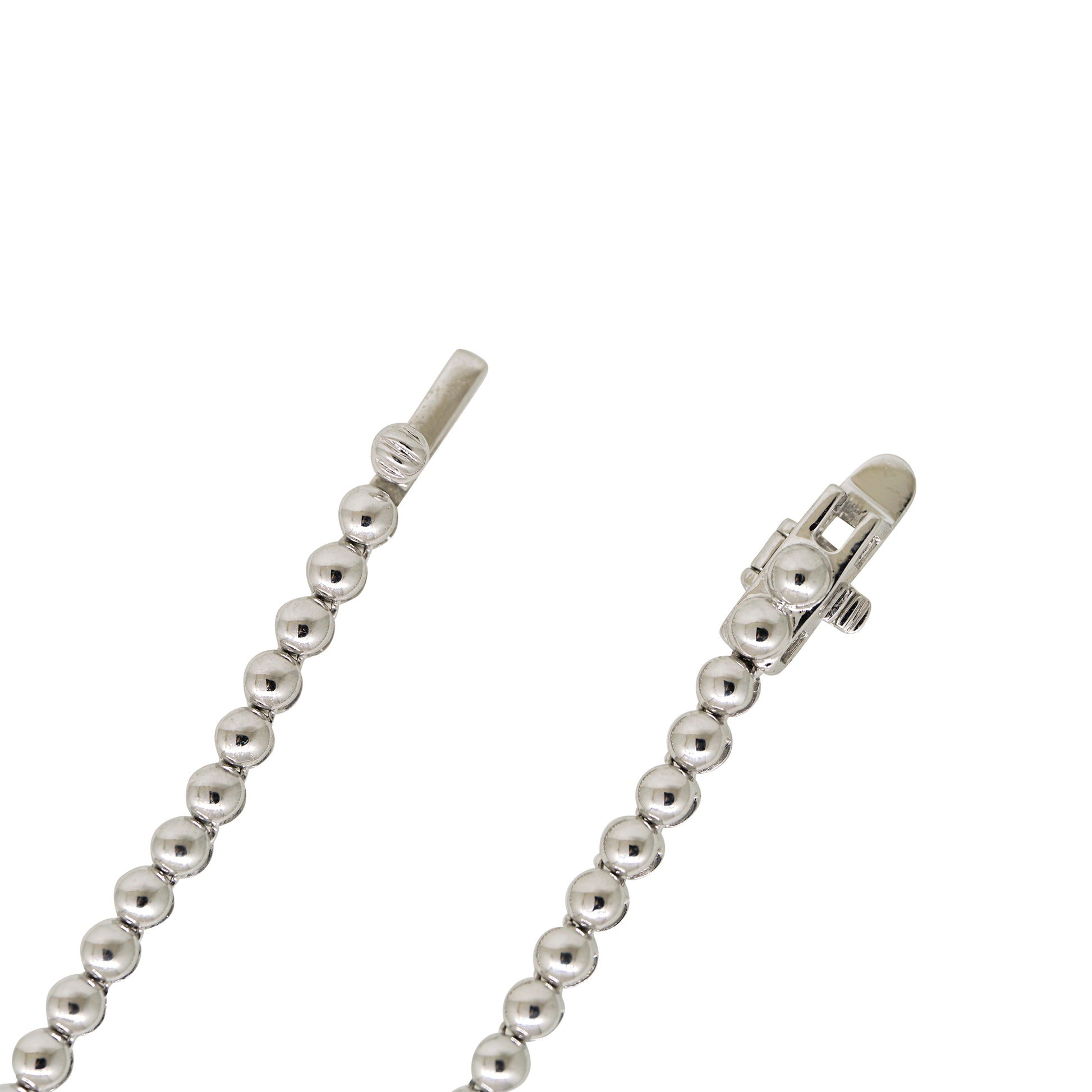 14k White Gold Natural 3.42 Carat Round Brilliant Diamond Graduated Half-Way Tennis Necklace