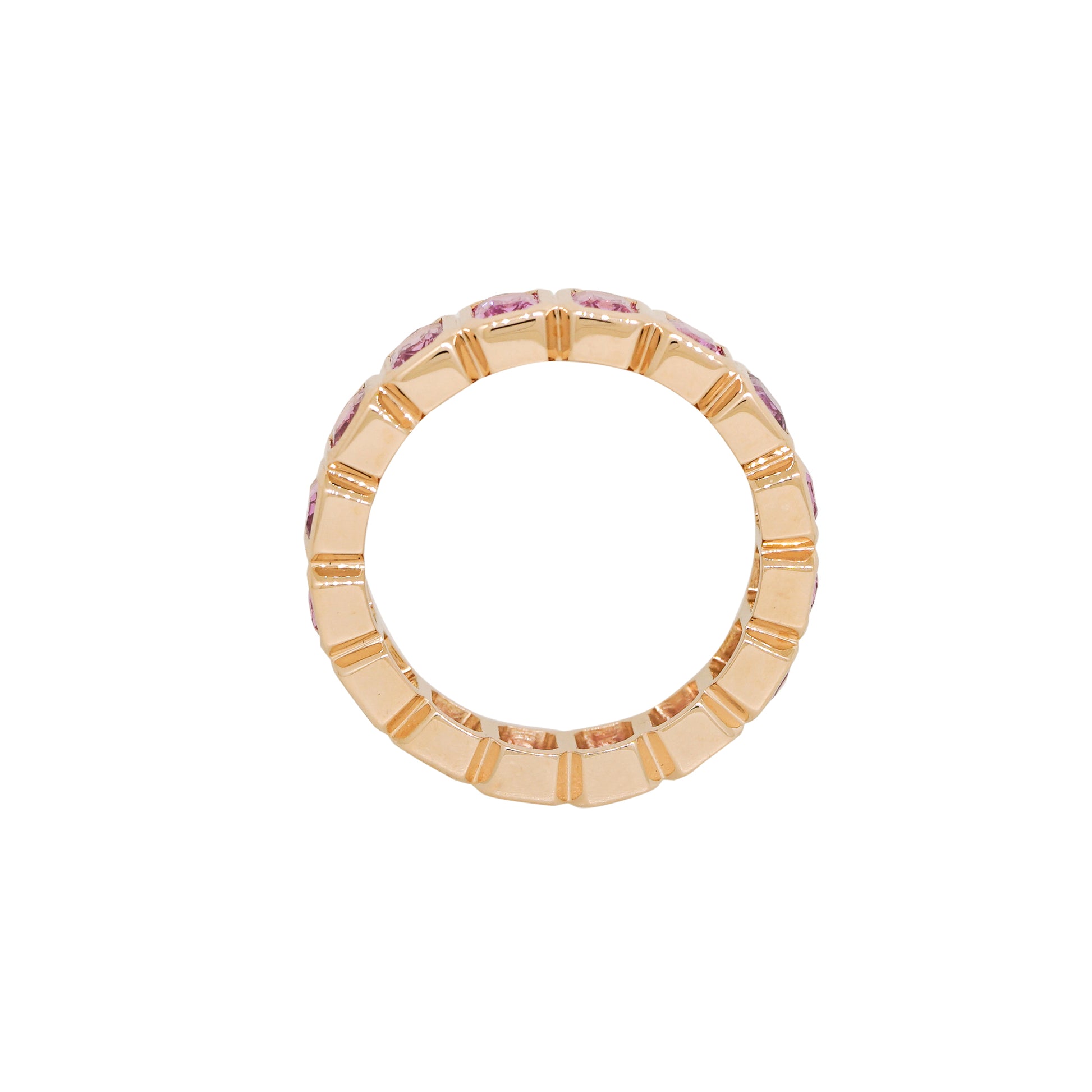 18k Rose Gold Natural Pink Sapphire Emerald Cut Eternity Ring