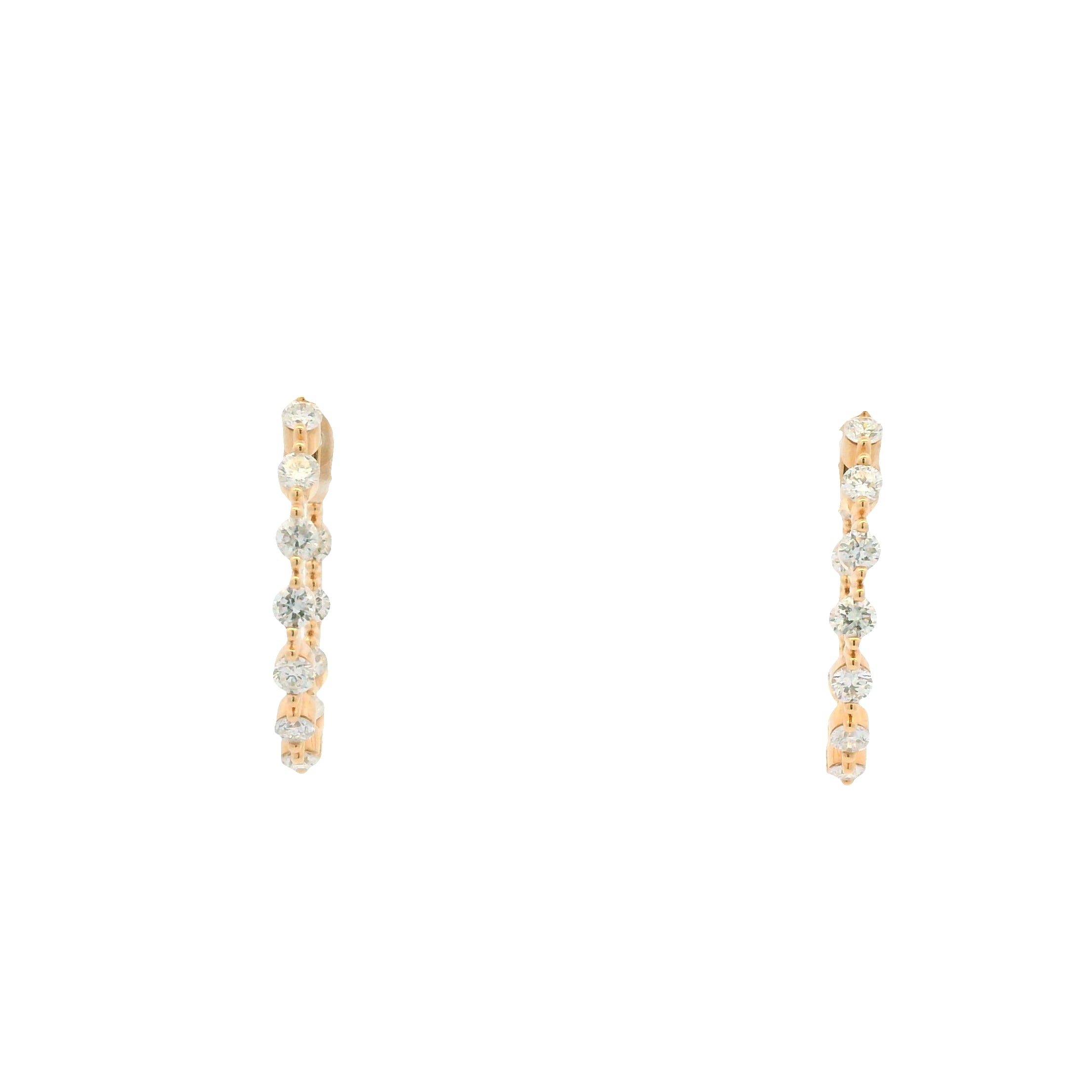 18K Rose Gold Natural Round Brilliant Cut Diamond Inside Out Hoops