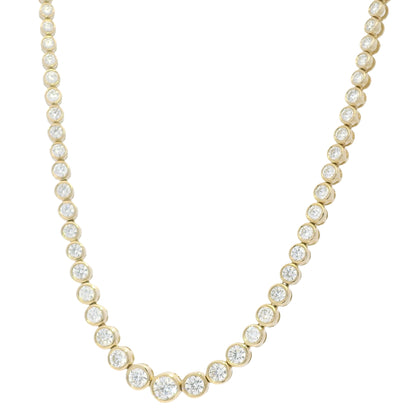 14k Yellow Gold Natural Diamond Bezel Set Tennis Necklace