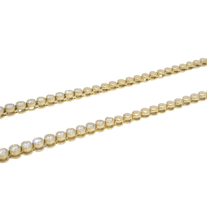 14k Yellow Gold Natural Diamond Bezel Set Tennis Necklace