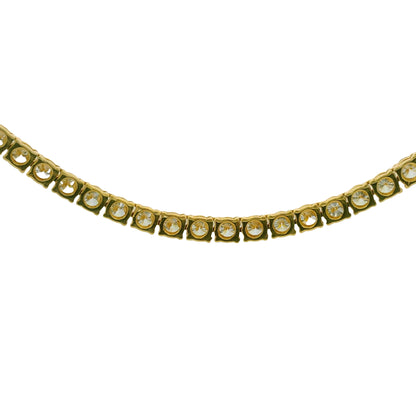 18k Yellow Gold Natural 11.77 Carat Round Brilliant Diamond Tennis Necklace