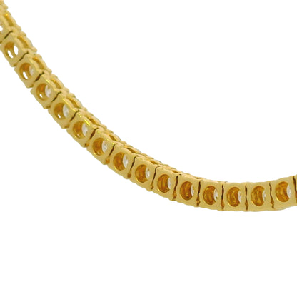 18k Yellow Gold Natural 11.77 Carat Round Brilliant Diamond Tennis Necklace