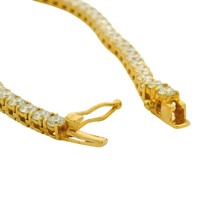 18k Yellow Gold Natural 11.77 Carat Round Brilliant Diamond Tennis Necklace