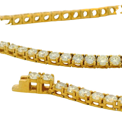 18k Yellow Gold Natural 11.77 Carat Round Brilliant Diamond Tennis Necklace