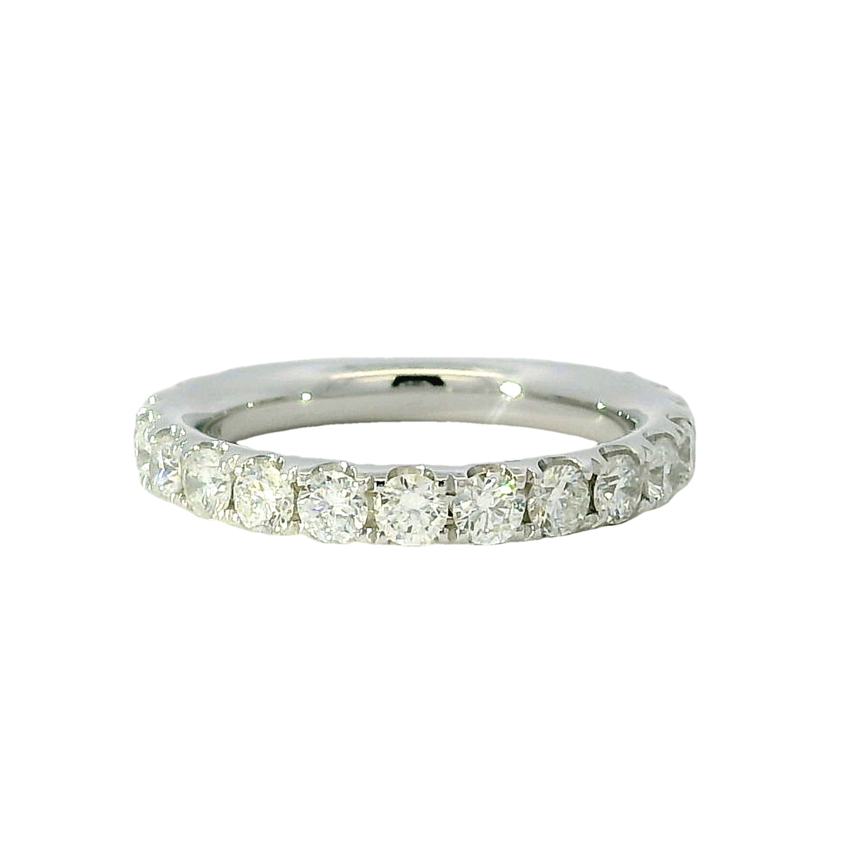 18k White Gold Natural 1.19 Carat Round Brilliant Diamond 2/3 Bridal Band